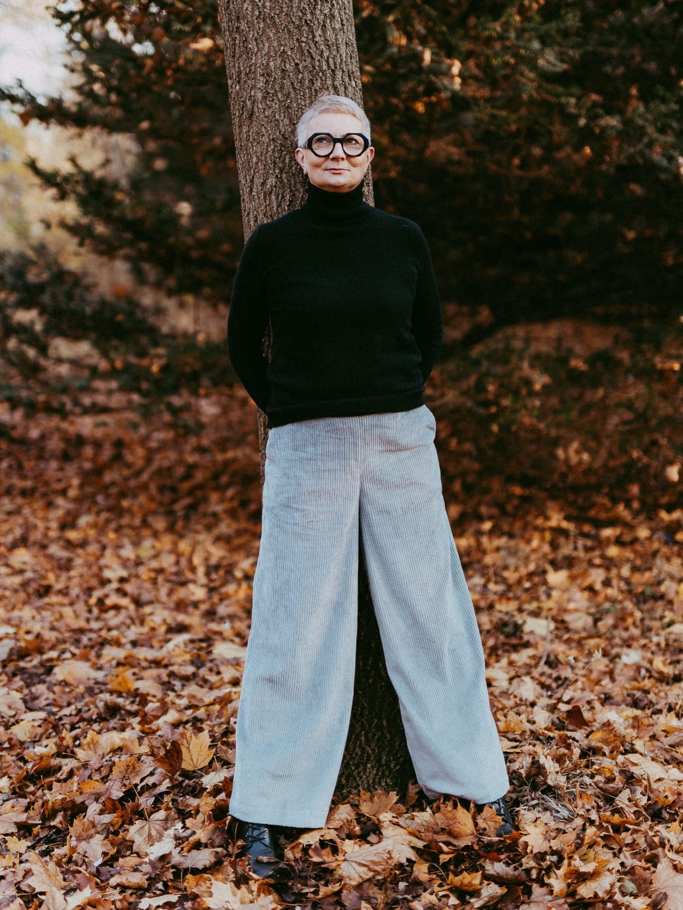 Spodnie Sztruksowe Gruby Prążek - Popielate