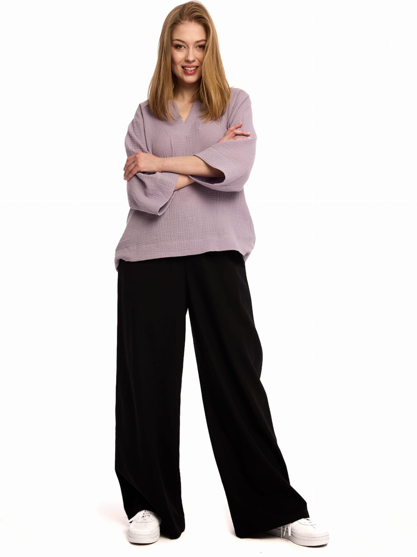 Spodnie "Natural Black" - Luźny Fason z Lnu i Wiskozy