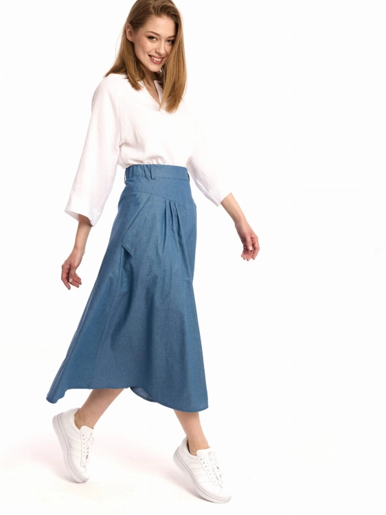 Spódnica Midi w Stylu Retro w kolrze jasnego jeansu