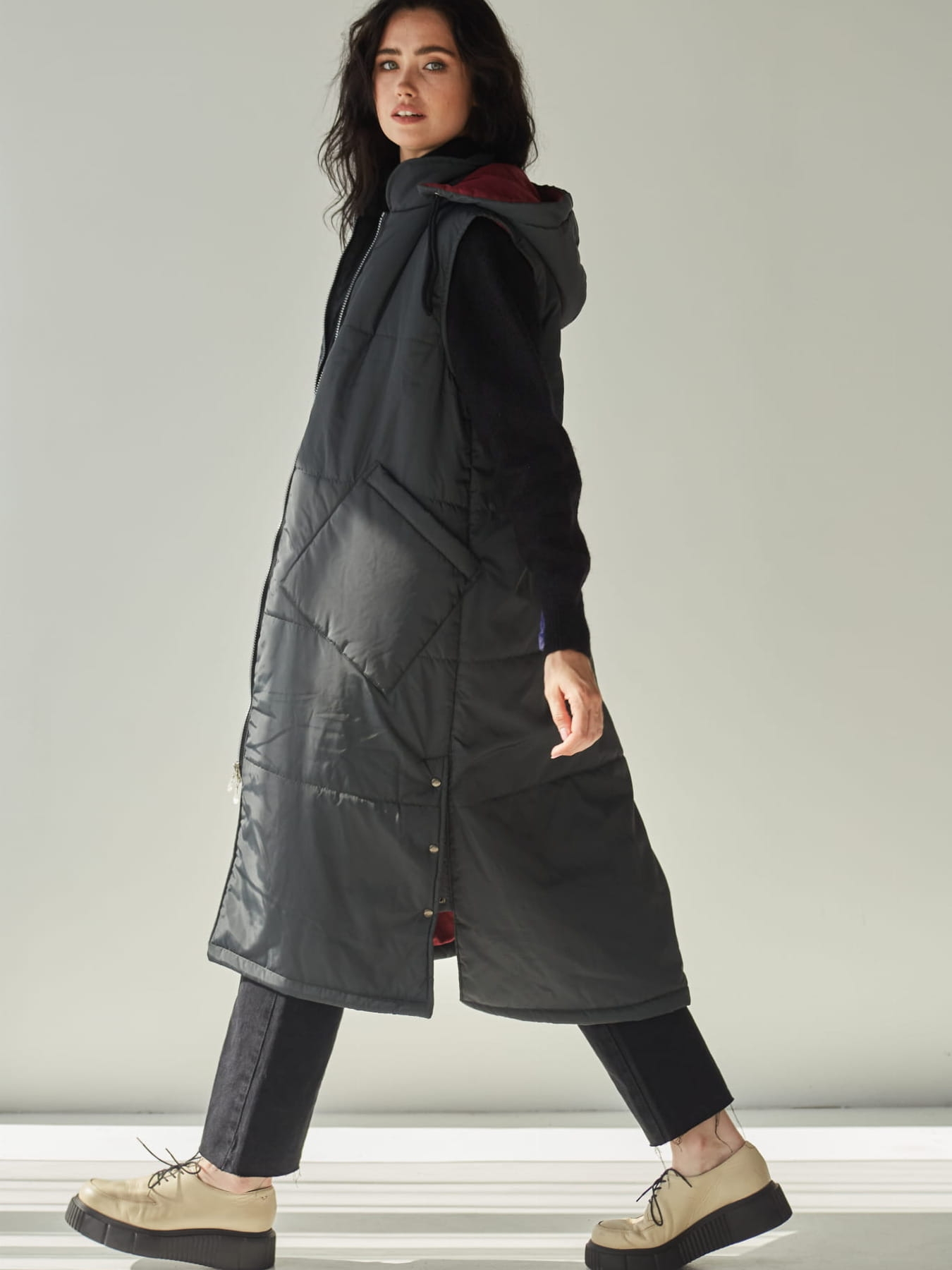 Kamizelka pikowana long - Verde