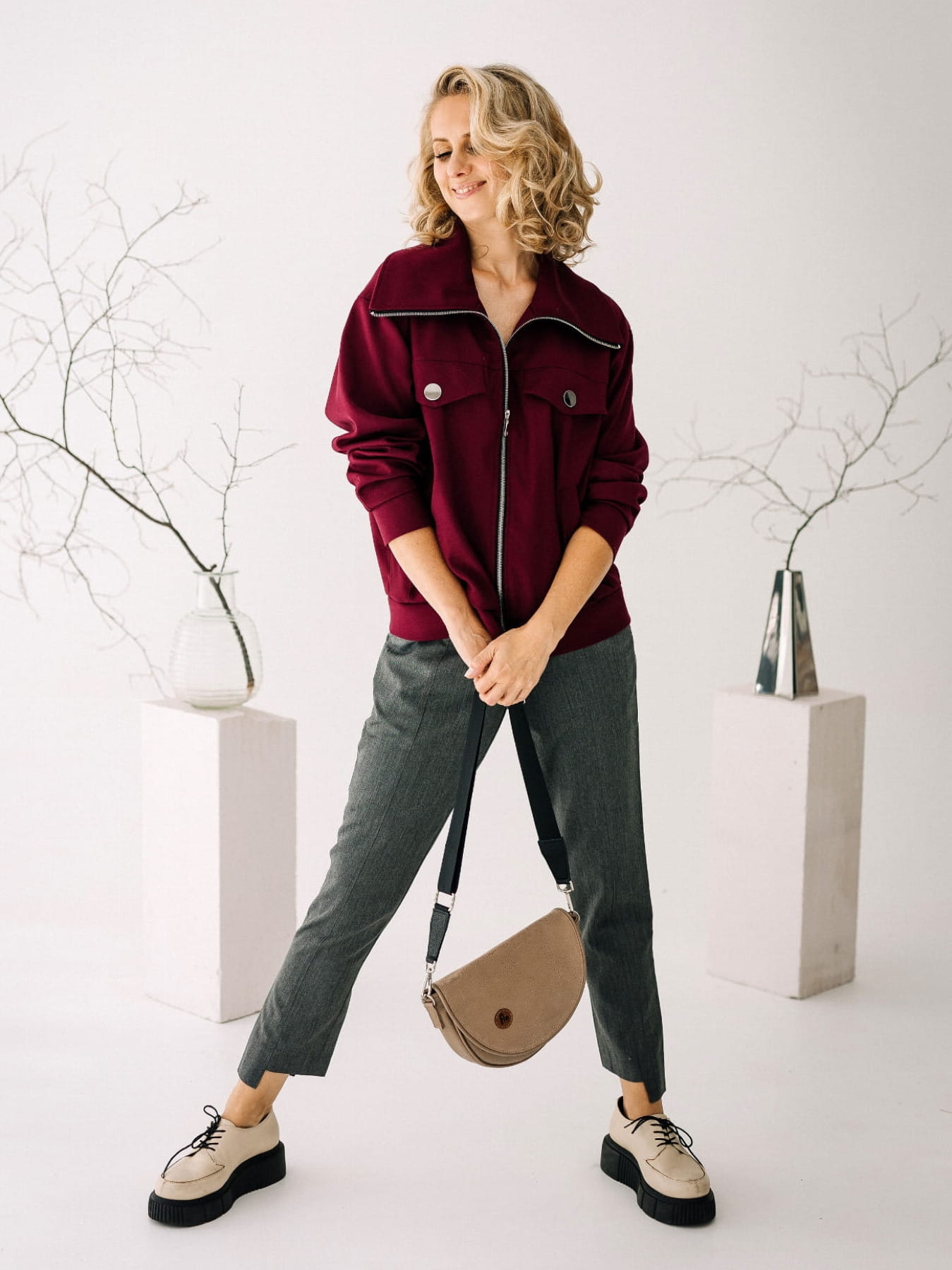 Torebka Listonoszka Bezowy Półksiężyc