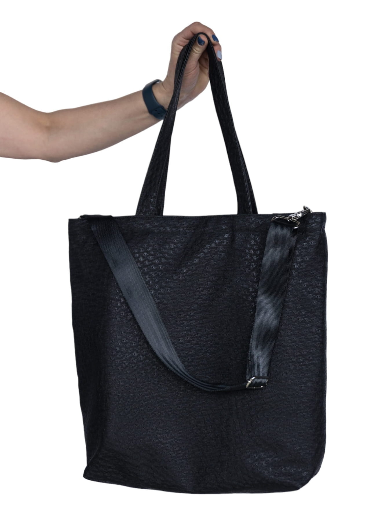 Torebka Shopper Bag- Czarny ze srebrem