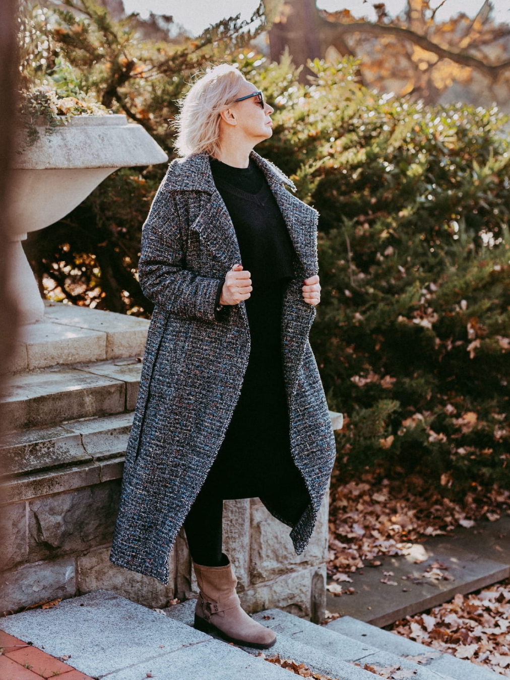 Płaszcz Vanita- Pieprz i sól nieocieplany